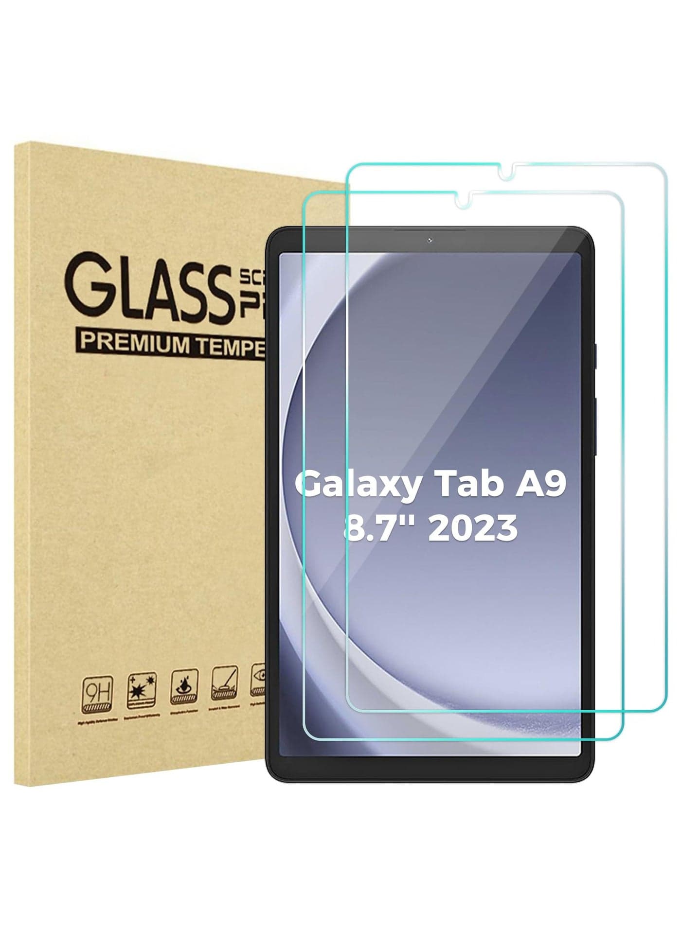 2 Pack Screen Protector for Galaxy Tab A9 8.7 Inch 2023 9H Hardness Tempered Glass HD Clear Screen Film Guard for 8.7" Galaxy Tab A9 Tablet SM-X110/X115/X117