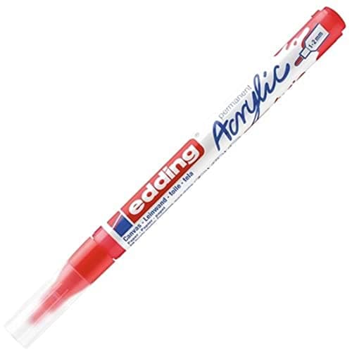 edding 5300 Acrylic Marker fine red 1 Waterproof Acrylic Paint Marker fine Round tip 12mm Acrylic Paint pens for Drawing on Canvas Art Paper and Wood Acrylic Markers for Pebbles