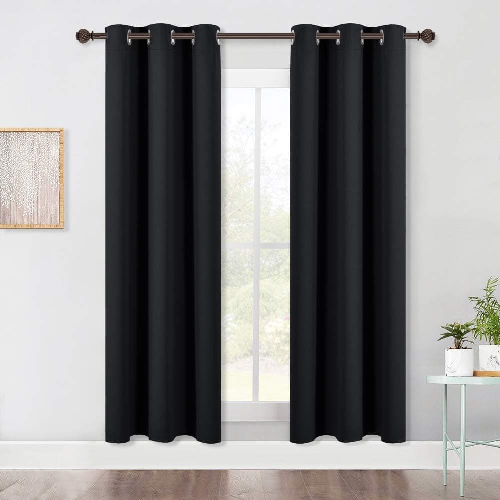 NICETOWN Halloween Living Room Blackout Curtain Panels AutumnWinter Thermal Insulated Solid Grommet Blackout DraperiesDrapes Set of 2 42 Inch by 72 Inch Black