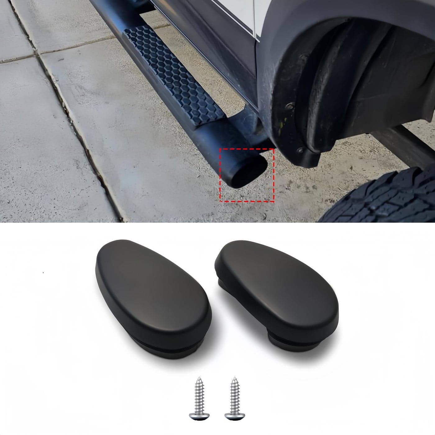 POETRYXIAO Chrome Tubular Running Board End Cap Cover for 20092020 Dodge RAMSide Step Bar End Cap Set Replace 68044463AB
