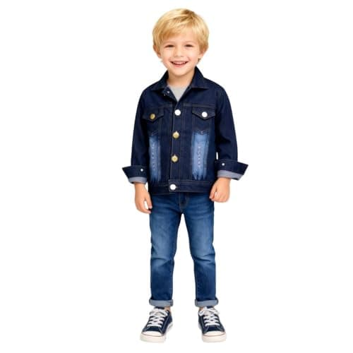 A.T.U.N. (ALL THINGS UBER NICE) Trendy Boys Denim Jacket | Casual Outerwear with Full Button Front, Smart Collar & Pockets | Stylish Casual Kids Jacket for Everyday, Travel, Party & Daily Style