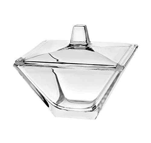 Barski - European Glass - Square - Covered - Candy - Nut - Chocolate - Jewelry - Box - 4.2" Diameter - Made in Europe