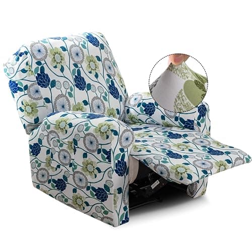 Iauddy Recliner Slipcover-Stretch Soft Slip Reclining Chair Slipcovers 4 -Pieces Furniture Protector for Recliner with Pocket Fitted Sofa Couch Cover Lazy Boy Chair Cover