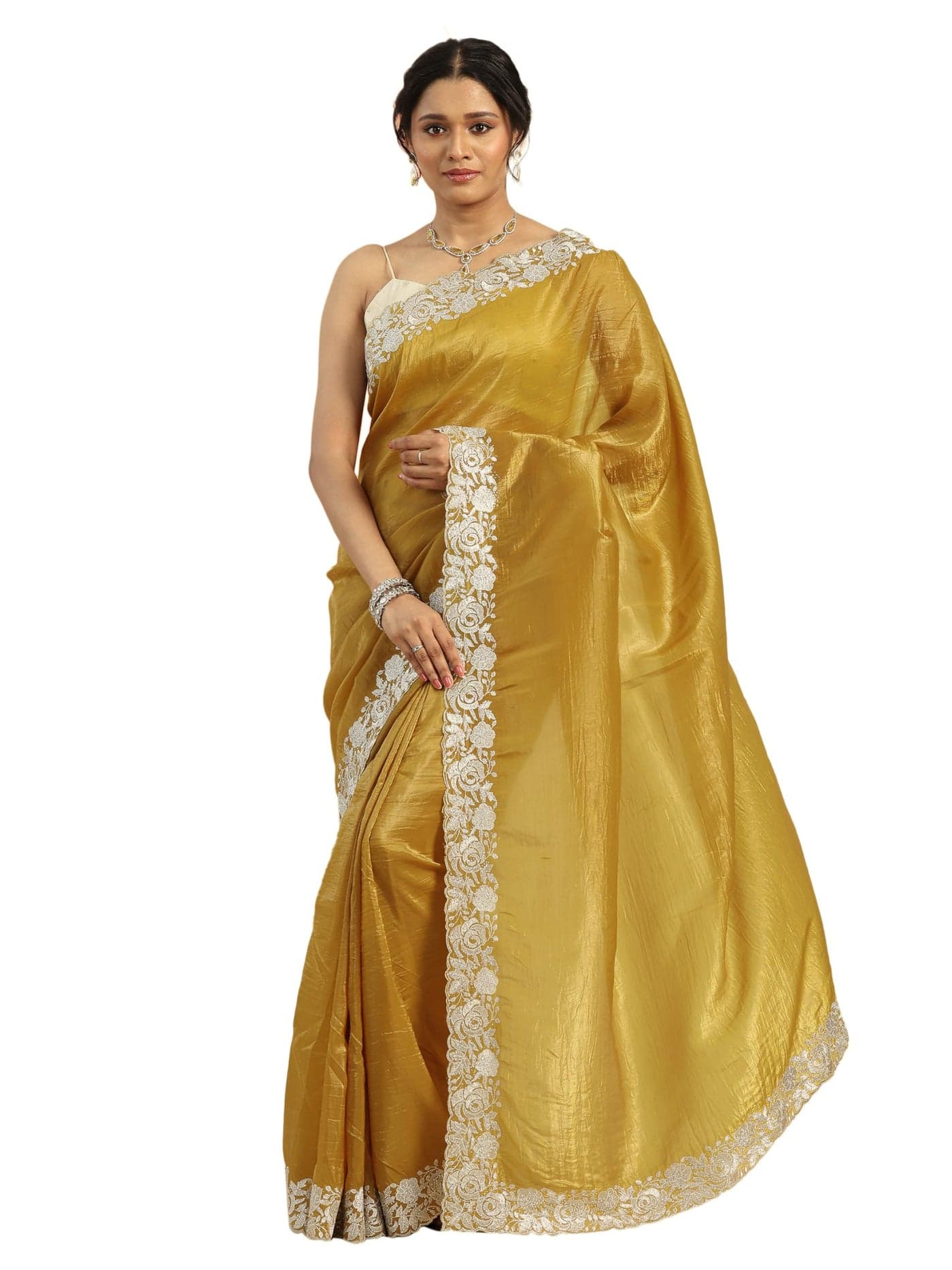 Libas Solid Silk Blend Saree With Unstitched Blouse Piece