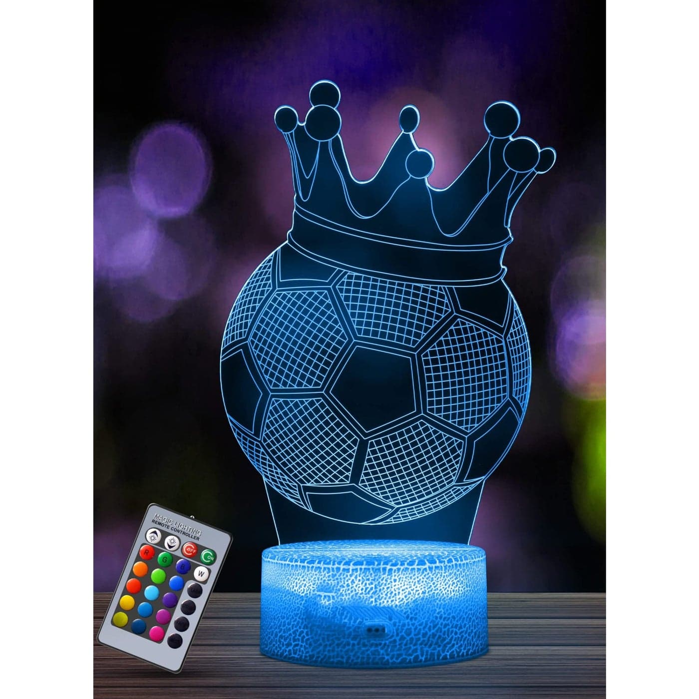 Football 3D Illusion Lamp, Football Gifts for Boys Girls, 3D Night Light with 16 Colors Change Remote Control Decorative Desk Lamp Creative Birthday Gift Sports Fans Toys