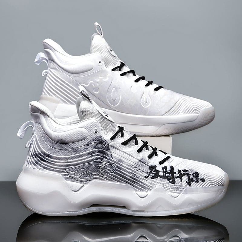 Comfortable Wear-Resistant Fluorescent High-Top Basketball Shoes Men'S Friction Sound High Quality Sneaker Couple Shoes
