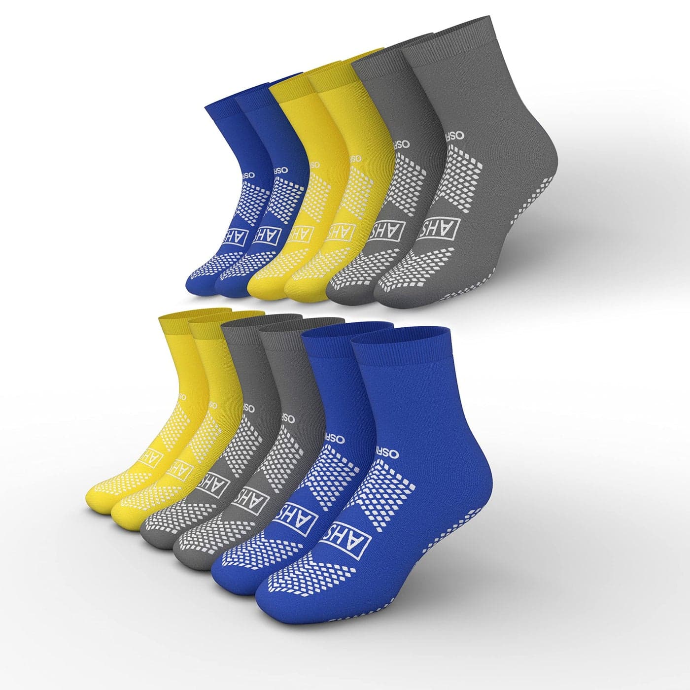 American Hospital Supply Grippy Socks | Hospital Socks Assorted Colors, One Size Fits Most, Polyester-Spandex Knit with Elastic Cuff | 6 Pairs of Non Skid Socks