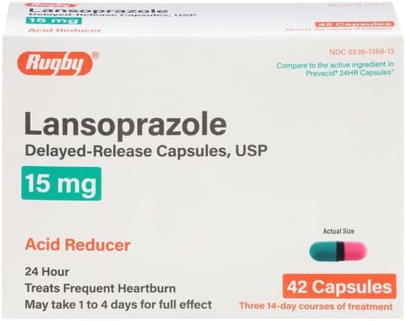 Lansoprazole 84 Capsules Delayed Release Acid Reducer Generic for Prevacid OTC 15 MG Capsules 42 ea. 2 Pack Total 84 ea.