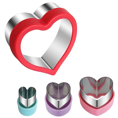 ALLTOP Heart-Shaped Cookie Cutter Set - 4 Size Biscuit Cutter for Valentine's Day Baking, Romantic Dessert Decoration, Anniversary Cooking & More