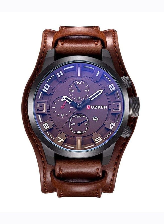 Men's Water Resistant Chronograph Watch 8225 - 45 mm - Brown