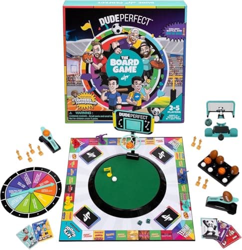 Dude Perfect Board Game with Soccer Add On Action Packed Sports Challenges for Competitive Kids and Families Perfect for Family Game Night 2 to 5 Players Ages 4 and up