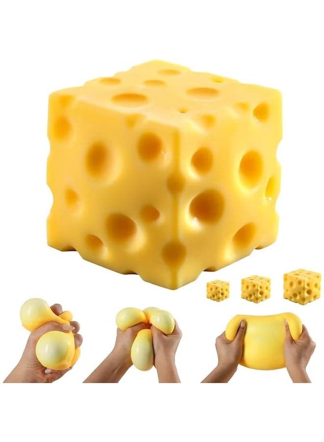 Yellow Big Cheese Squishy, Giant Cheese Squishys, Rebounding Sensory Fidget Toy, Soft Novelty Toy for Adults & Kids, Slow Rising, Extra Soft (10cm)