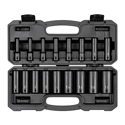 TEKTON 12 Inch Drive Deep 12Point Impact Socket Set with Case 17Piece 516114 in SID92337