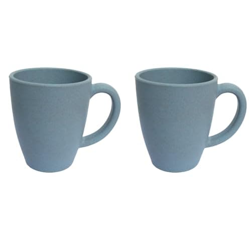 Irida Naturals Planet Friendly Coffee Mug - Microwave Safe Mugs for Hot and Cold, Coffee Cup Made with Rice Husk & Bamboo Fibers, Natural Matte Finish Mug Set, Pack 2 300ML (Sky Blue)