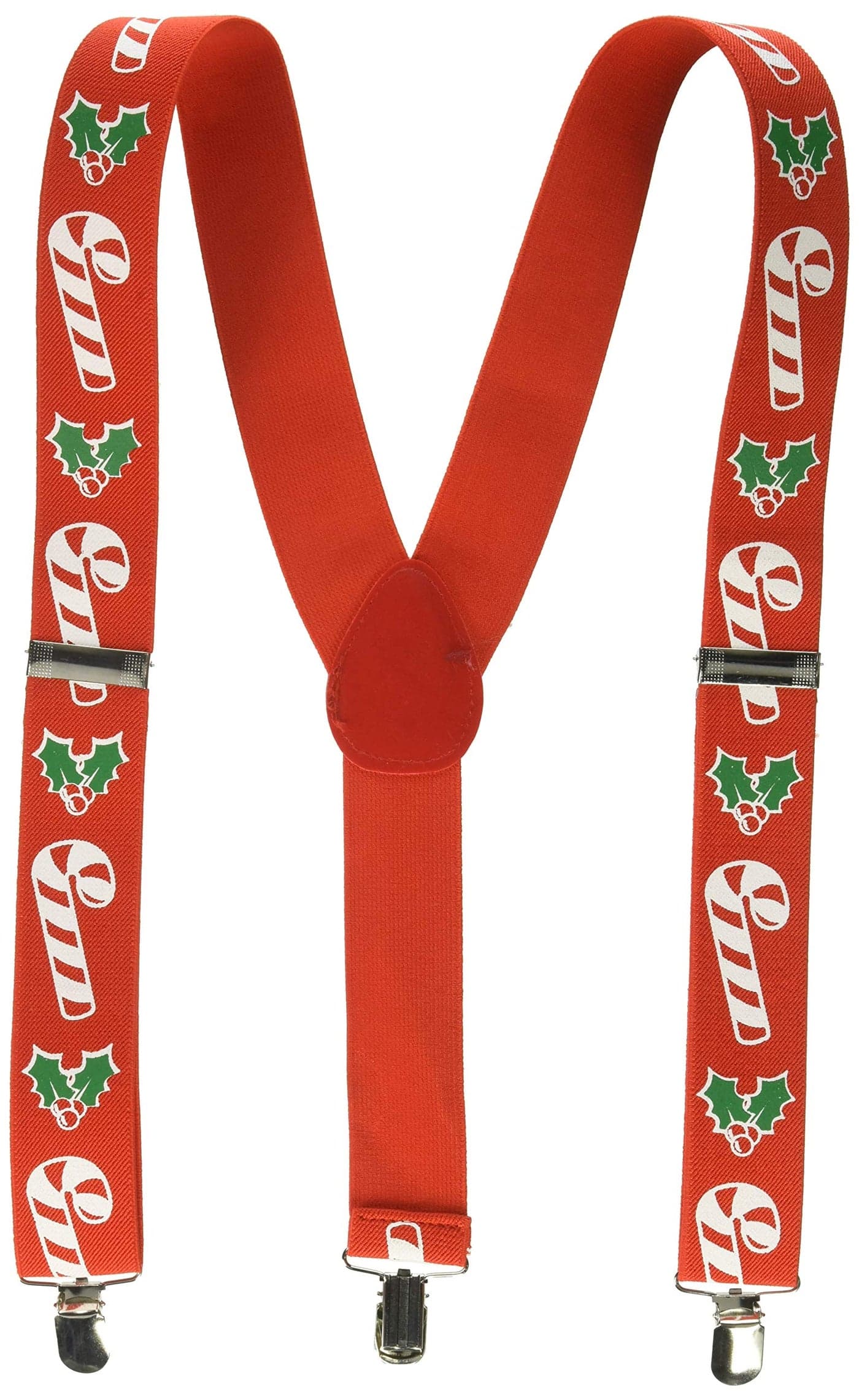Candy Cane Holly Suspenders adjustable Party Accessory 1 count 1Pkg