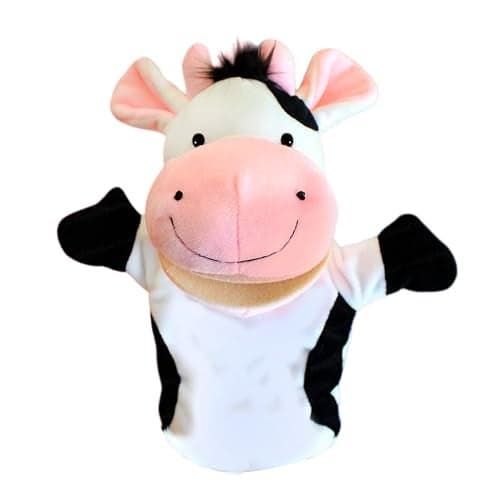 FunBlast Animals Hand Puppets for Kids – Plush Hand Puppet with Movable Open Mouth, Soft HandPuppets for Kid, Story Telling Puppet for Kid, Fun Play Learning Toys (Cow)
