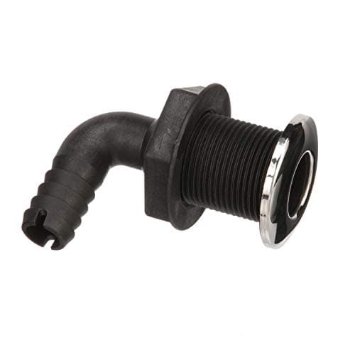 Seachoice 90-Degree Thru-Hull Connector, Fits 3/4 In. ID Hose, 1-3/8 In. Max Hull, White
