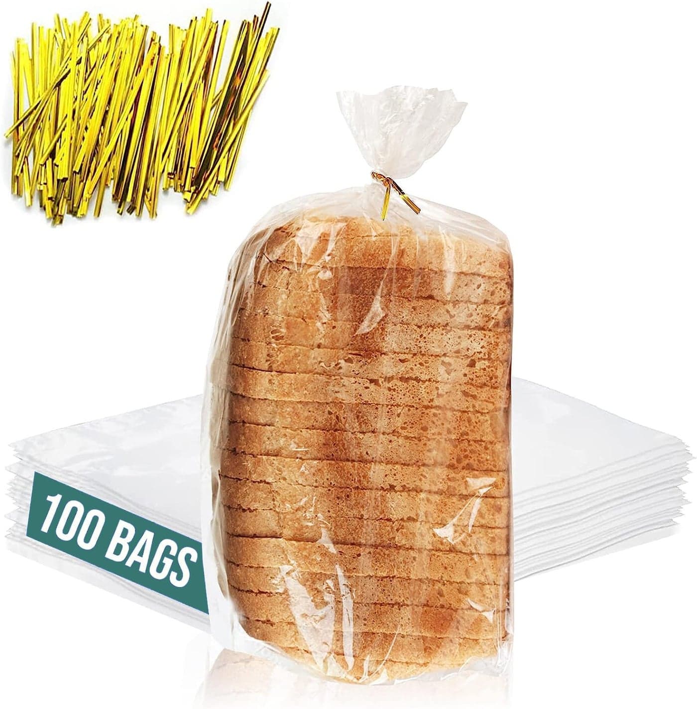 Reusable Plastic Bread Bags for Homemade Bread 100 Pack Clear Bag with Ties For An Airtight Moisturefree Preservation and Storage Loaf Home Bakers Bakery Owners