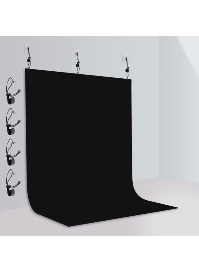 2 x 2 m Photography Black Backdrops for Wall Mounted Setup Photoshoot Pure Black Screen Cloth Sheet Background Zoom Polyester Photo Back Drop Pack for Party Photo Video Shoot