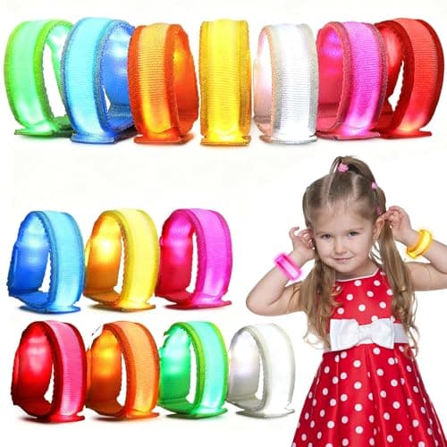 YADIYA 14 PCS LED Glow Bracelets LED Light Up Bracelets for Kids AdultsGlow in The Dark Party Favors Supplies for Night Events Concerts Rave Sports Accessories