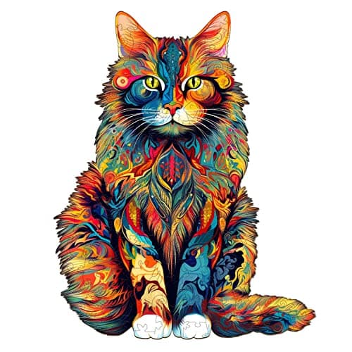 Jigfoxy Wooden Puzzle for Adults Cat Wooden Jigsaw Puzzles for Adults Unique Animal Shape Wood Cut Puzzles Christmas Thanksgiving Gifts for Family FriendS83 66in80pcs