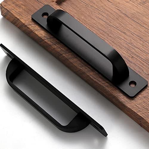 Westablize 2 Pack 5 Inch 128 mm Matte Black Square Cabinet Handles with Base Plate Aluminum Cabinet Pulls Drawer Pulls