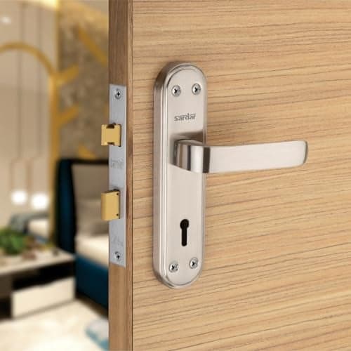 SARDAR IM-07 Iron Handle Set 7 Inch|2 Keys | 6 Lever Single Turn Lock Set| Handle Set for Door, Bathroom, Bedroom, Living Room| (SS)