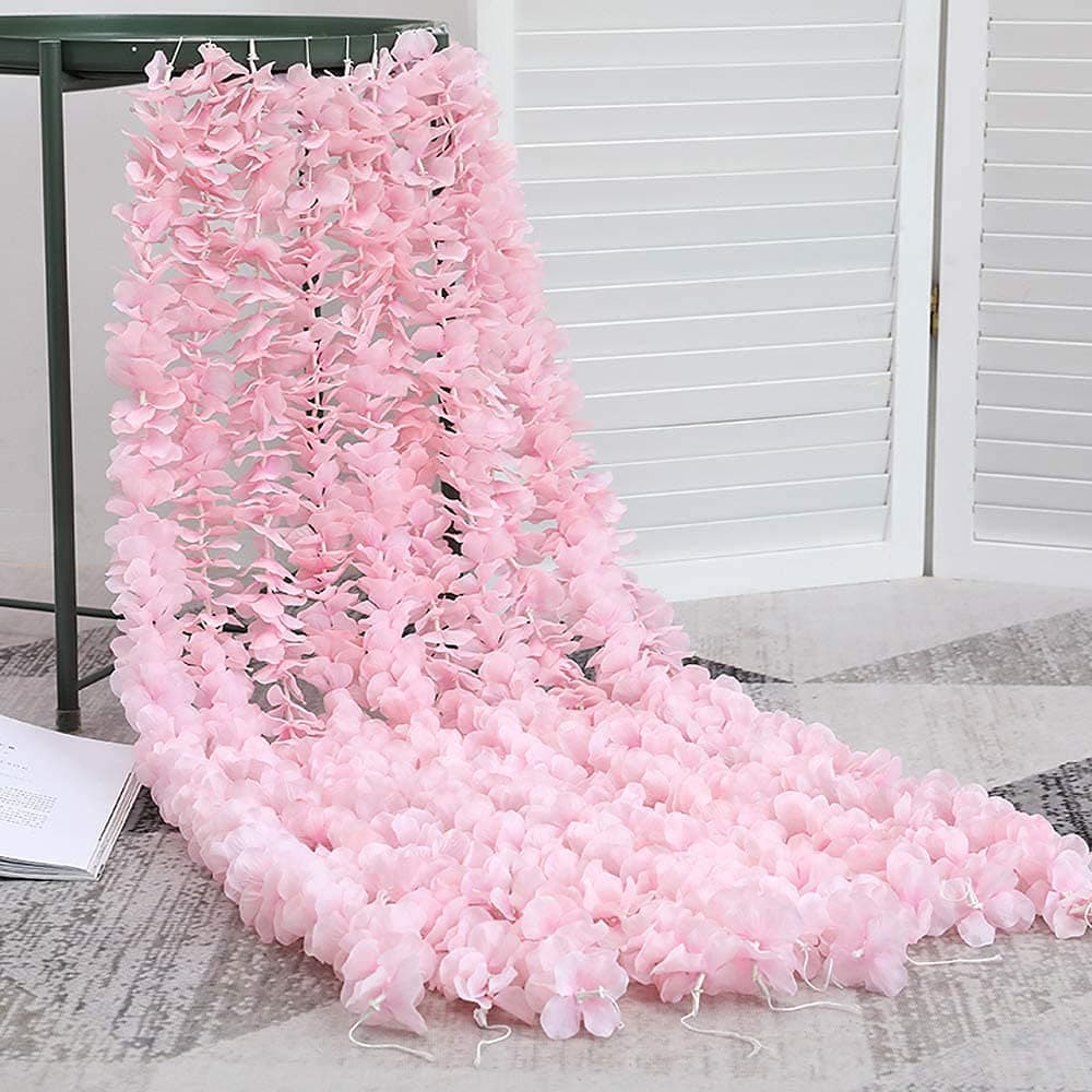 Well Art Gallery 36 Ft Artificial Silk Wisteria Vine Hanging Flowers Garland Home Outdoor Wedding Arch Garden Wall Decor jhaler Pack of 5 Pink