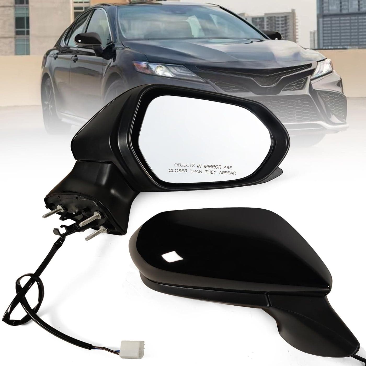 Lqito Right Passenger side Mirror Fits 20182024 Toyota Camry with Power Glass without Heated without turn signals without Blind Spot Match Black Replace 87910068003Pins