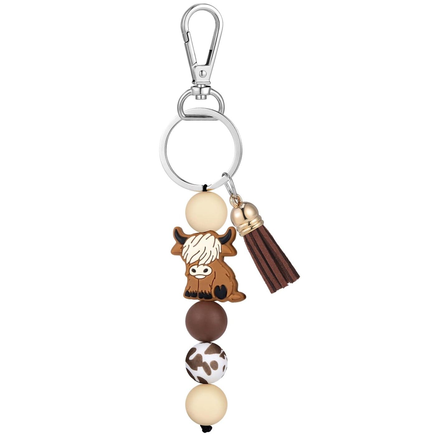 Tondiamo Highland Cow Keychain Highland Cow Party Favors Cute Gifts Animal Keychains with Tassel for Women Men Gifts Brown1 Pcs