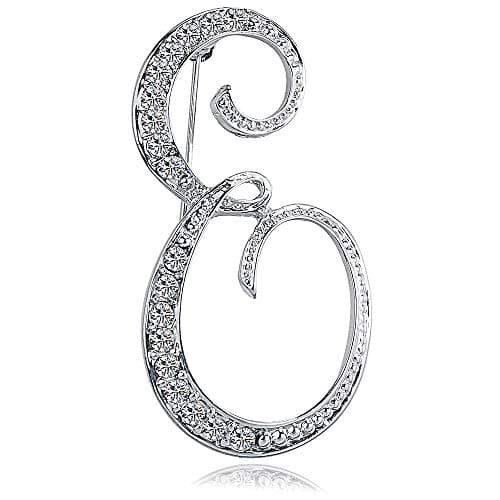 ETHOON Letter Brooch Pins Initial Rhinestone Brooch for Women Crafts Silvery E