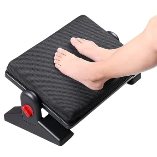 Metron Adjustable Under Desk Foot Rest with Memory Foam Cushion – Ergonomic Office Footrest with 2 Height Options and Tilt Angle Adjustment – Foot Support for Desk, Home, and Work Use