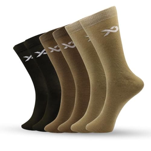 XJARVIS® Texas Army Men’s Long Cotton Socks – Calf-Length, Formal, Office – Breathable, Anti-Odour, Soft Grip, Sweat-Resistant, Stretchable Comfort – Pack of 6