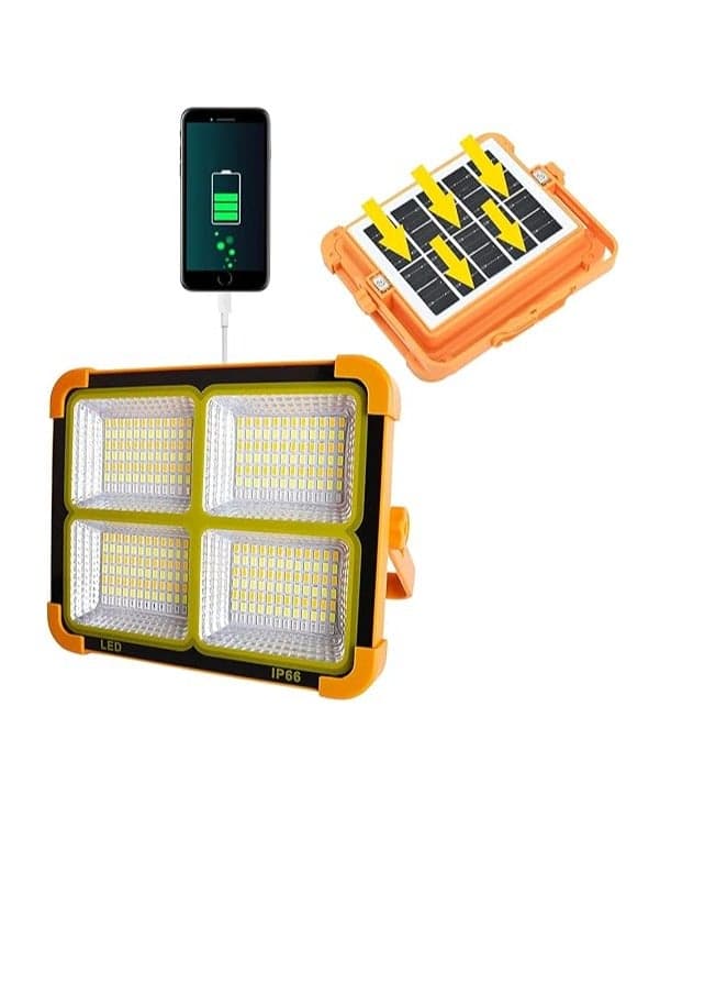 Solar LED Work Lights, 200W Rechargeable Portable USB Flood Light 4 Modes Security Job Site Lighting Waterproof 3000LM for Outdoor Camping Fishing Hiking Car Repairing Emergency