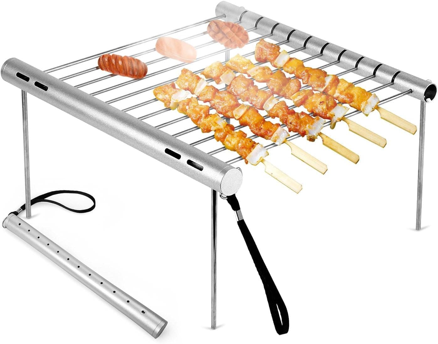 Rhyhorn Portable Camping Grill Folding Compact Stainless Steel Charcoal Barbeque Grill for Picnics Backpacking Backyards Survival