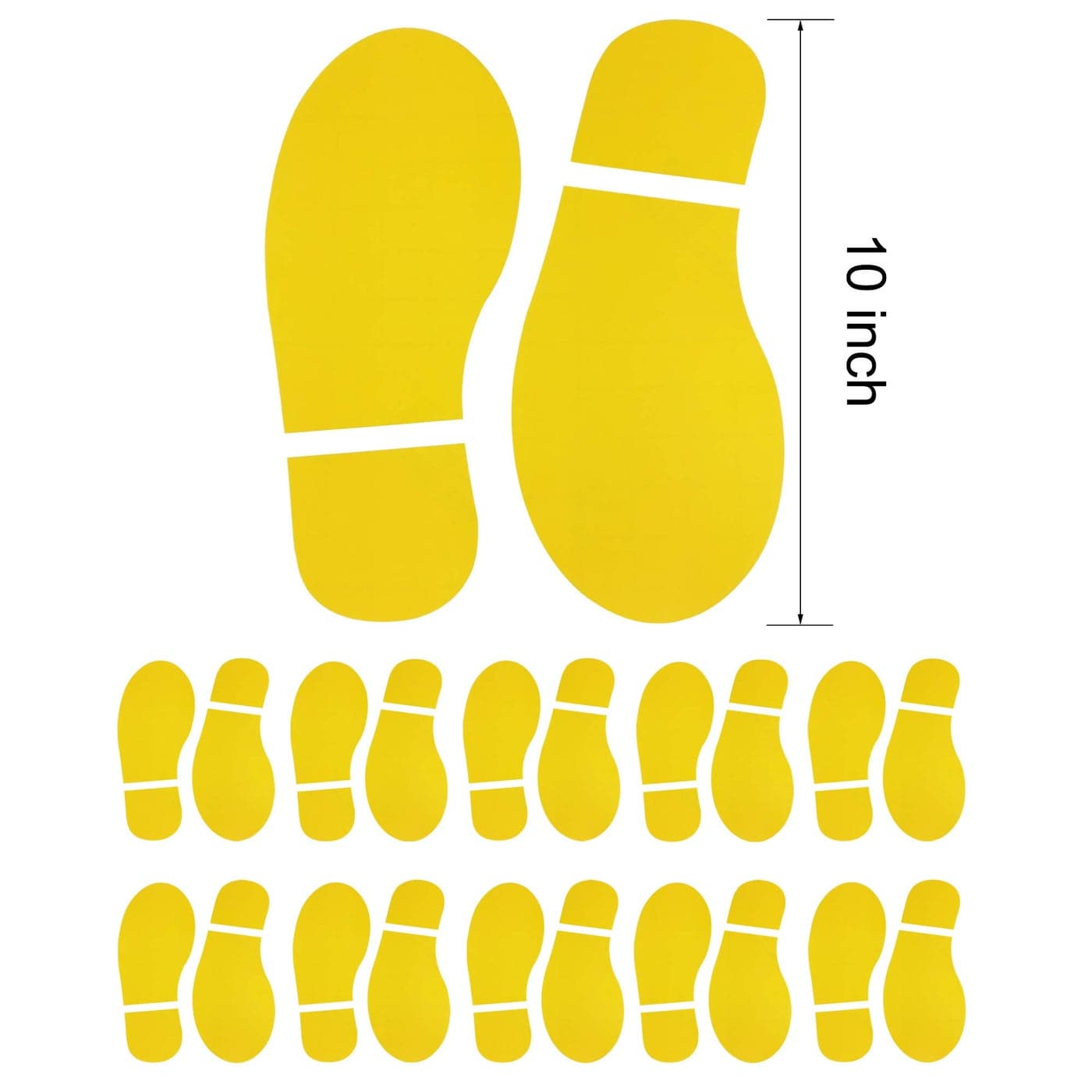 10 Pairs 20 Prints Yellow Adults Size Shoes Footprint Stickers Decals for Floor Wall Stairs to Guide Directions 10 Inch