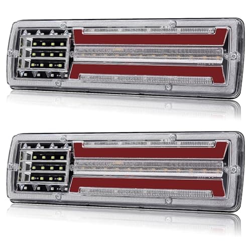 Xuzimaoyi 2pcs Turn Signal Brake Reverse Taillight LED Truck Tail Lights Rectangular Turn Signal Stop LED Trailer Tail Light for 24V Truck Trailer (I Pattern)