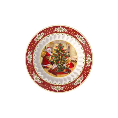 Villeroy & Boch - Toy's Fantasy Bowl Large, Exchanging Gifts 25 x x 4.5 cm, Premium Porcelain, Christmas Edition, 14-8332-3631, Red