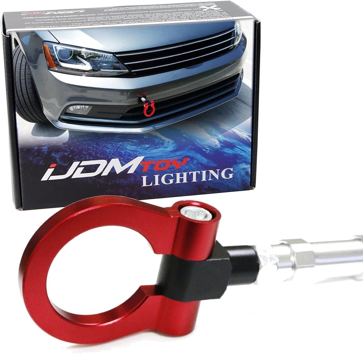 iJDMTOY Red Track Racing Style Tow Hook Ring for Volkswagen Jetta (2011-2018)
