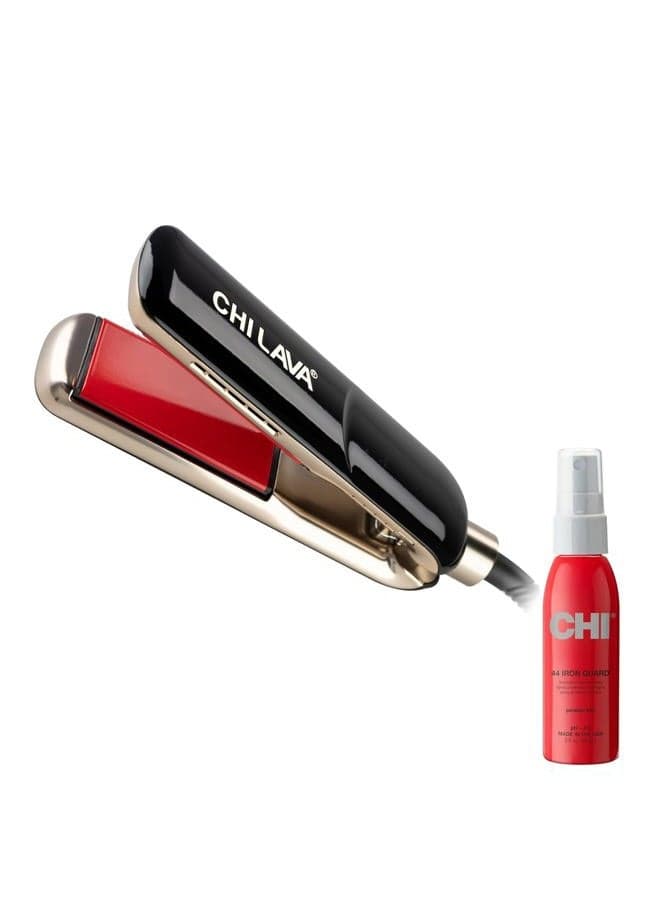 Lava MiniStyler with CHI 44 Iron Guard (2 Oz), Ceramic Hair Straightener for Long-Lasting Shine, Perfect for Daily Use and Travel, 1.5” Iron