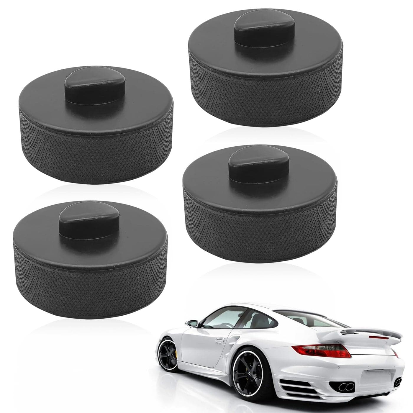 4pcs Rubber Jack Pad Support Adapter Point Trolly Jacking Pucks Trolly Car Removal Repair Tool for Porsche Boxster Cayman 718 911 964 991 993 996 997