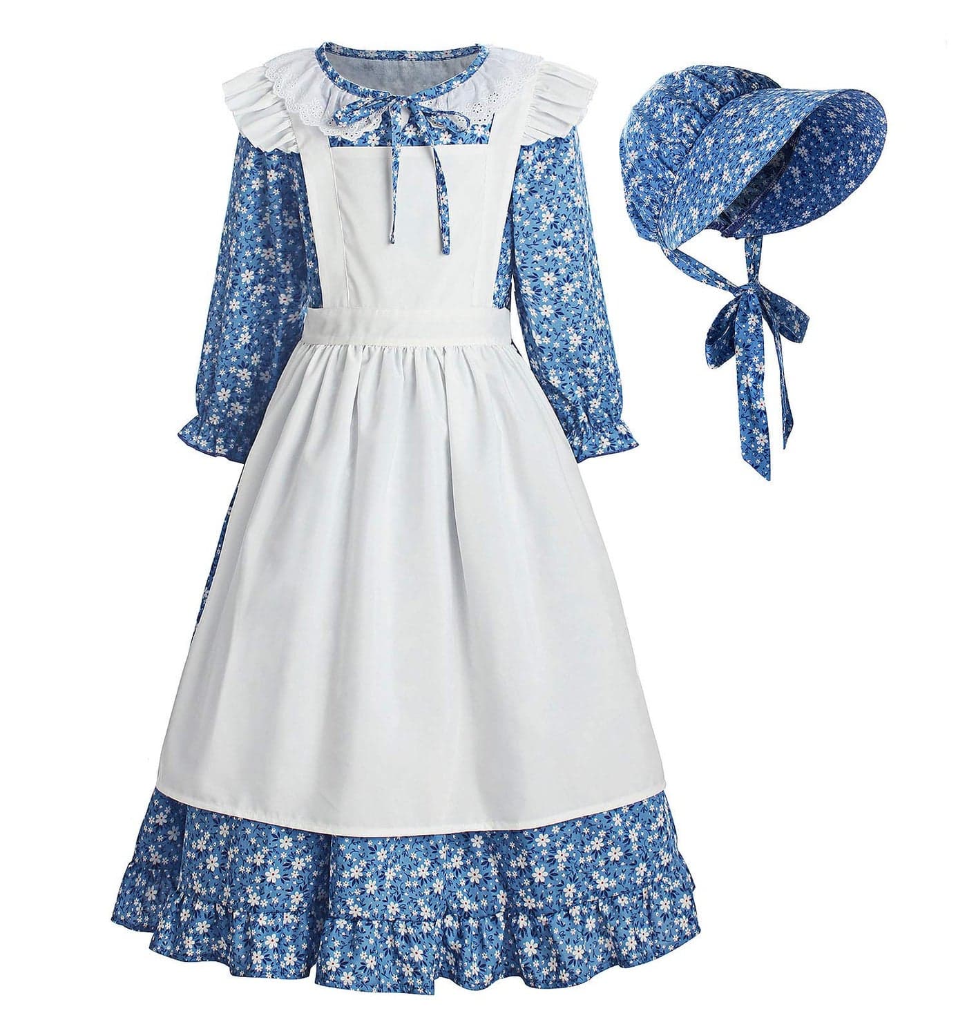ReliBeauty Pioneer Girl Dress Colonial Prairie Costume Blue 120