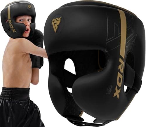 RDX Kids Boxing Headgear MMA Training Adjustable Padded Kara Muay Thai Juniors Head Gear Kickboxing Sparring Martial Arts Karate Taekwondo Youth Girls Boys Helmet Home Gym Workouts