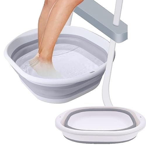 ESEHGS Portable Pool Foot Bath,Collapsible Pool Foot Wash Basin Tub,Foot Bath Basin for Above Ground Swimming Pools Accessories(Gray Baths)