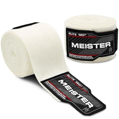 Meister Elite 180" Premium Adult Hand Wraps for MMA & Boxing (Pair) - Vintage Ivory