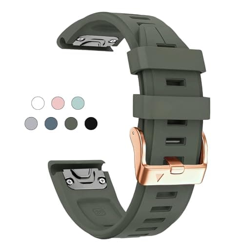 OUTVI 20mm Watch Band for Garmin fenix 6s 5s 7s pro epix pro gen 2 42mm Descent Mk2s Mk3 Mk3i soft silicone quick fit 20 bands with Rose Gold buckle for women Pink