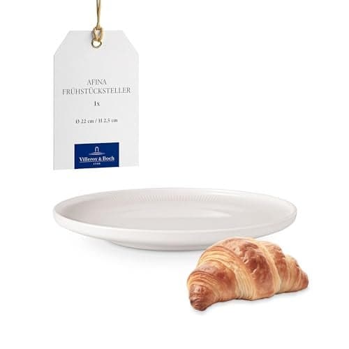 Villeroy & Boch Afina Salad/Breakfast/Dessert Plate, Premium Porcelain, Made in Germany, Dishwasher and Microwave Safe, 8.75 in, Stackable, White