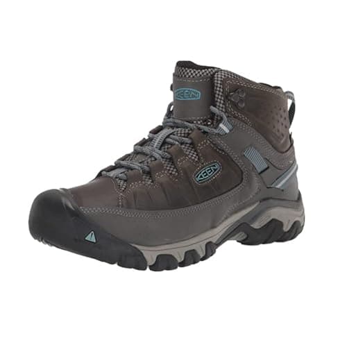 KEEN Women's Targhee 3 Mid Height Waterproof Hiking Boots, Magnet/Atlantic Blue, 8