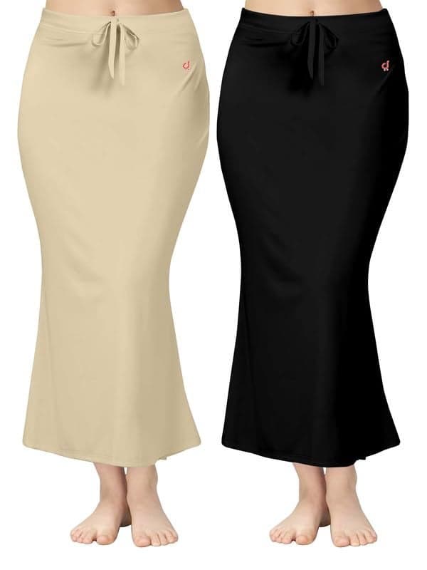 TRENDMALLS Women Saree Shapewear Petticoat for Women, Cotton Blended,Petticoat,Skirts for Women(Combo-Pack) Beige-Black
