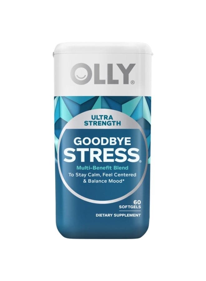 Ultra Strength Goodbye Stress Softgels, GABA, Ashwagandha, L-Theanine and Lemon Balm, Stress Relief Supplement - 60 Count Packaging May Vart